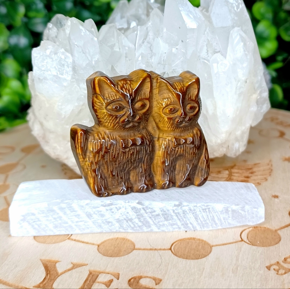 ● Yellow Tigers Eye Crystal Double Cats Carving